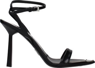 Prada Damess Leren zwarte sandalen