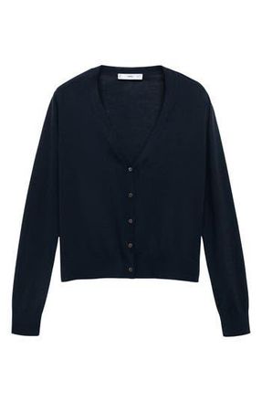 Mango Selection V-Neck Wool Cardigan in Navy at Nordstrom Rack, Size X-Large