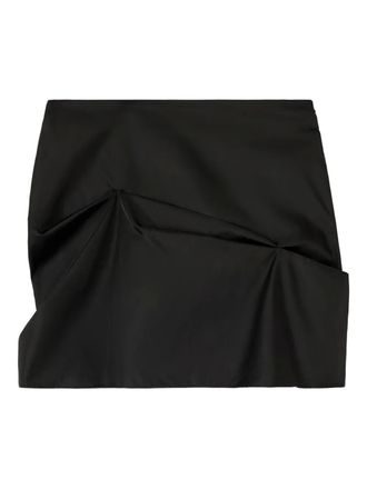 Ganni Mini-rok met gesmokt detail - Zwart