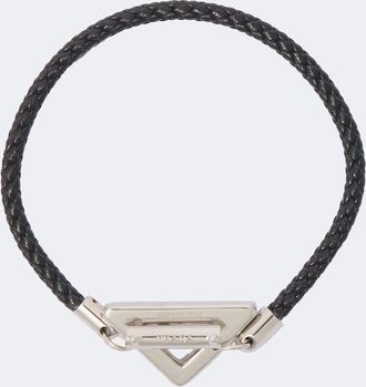 Prada Pulsera de piel trenzada con logo