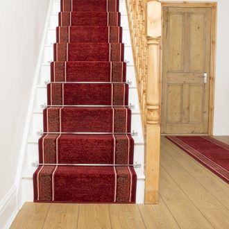 Runrug Stair Runner Carpet for Staircases - Soft & Comfy, 9mm - Tribal in Red | Size: 60 cm x 480 cm