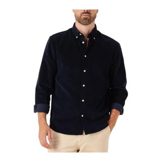 Selected Slhregdanni Cord BD LS Shirt - Heren - Casual Overhemden - Blauw - S - Katoen - Overhemden