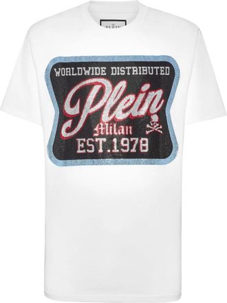 Philipp Plein T-shirt Ronde Hals SS Met Patch - Heren - T-shirts - Wit - 2XL - Katoen - Tops