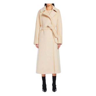 Max Mara Jassen, Dames, Beige, XS, Wol, Elegante Beige Jas