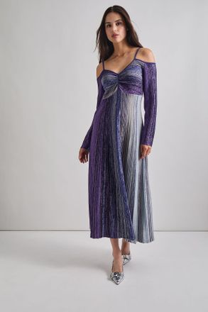 Misook Modern Fit Empire Shimmer Lurex Knit Maxi Dress