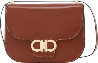 Ferragamo Brown Double Gancini Small Crossbody Bag
