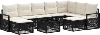 vidaXL Conjunto De Sof&aacute;s De Jard&iacute;n 10 Uds. Negro Rat&aacute;n Sint&eacute;tico Vidaxl