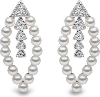 Yoko London 18kt white gold Raindrop Akoya pearl and diamond earrings - women - 18kt White Gold/Akoya Pearl/Diamond - OS - Silver