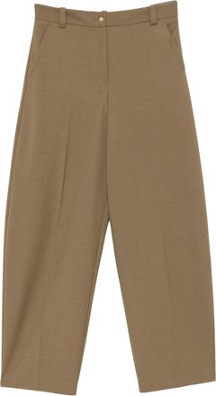 Pinko High-Waisted Wide-Leg Trousers with Logo Patch Detail