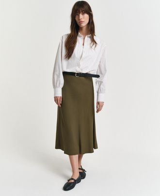 GANT Women Fluid Midi Skirt (46) MOSS GREEN