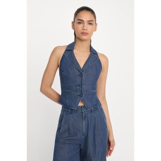 Good American Womens Halter Vest | Indigo, Size Medium | Good American by Khlo&Egrave; Kardashian