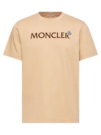Moncler Khaki Crew Neck Logo Patch T-Shirt