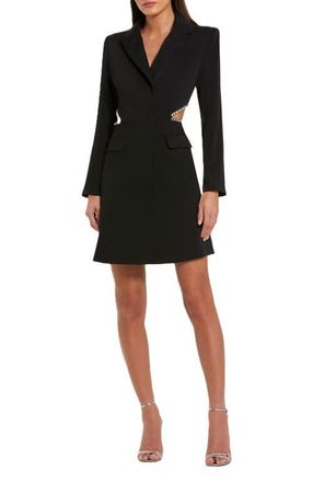 Mac Duggal Crepe Blazer Rhinestone Trim Mini Dress in Black at Nordstrom, Size 10