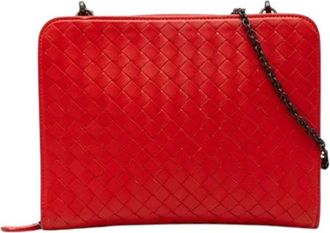 Bottega Veneta Pre-owned Intrecciato Leren Schoudertas - Dames - Vintage Schoudertas - Rood - ONE Size - Leer - Vintage