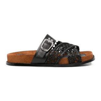 Sergio Moretti Schoenen, Dames, Zwart, 39 EU, Leer, Slippers met open neus