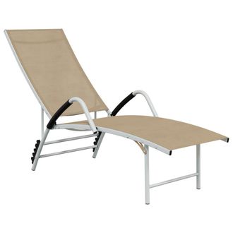 vidaXL Lettino Prendisole In Textilene E Alluminio Crema Vidaxl