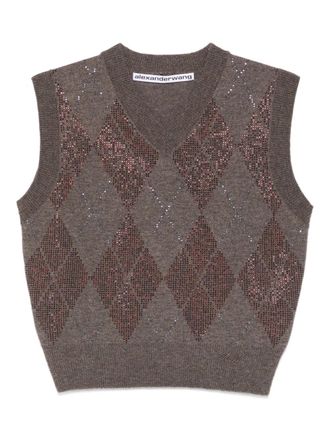 Alexander Wang argyle V-neck vest - Brown