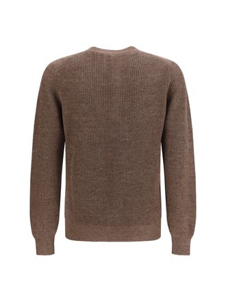 Brunello Cucinelli Mens Cotton And Linen Henley Sweater Nocciola+yuta