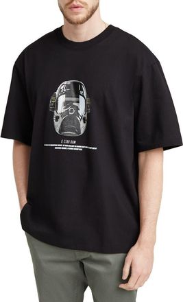 G-Star Mask Boxy Fit Organic Cotton Graphic T-Shirt in Dk Black at Nordstrom, Size Medium