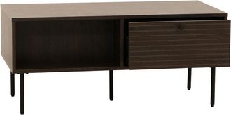 Hhg Nunca Usado] Mesa De Centro Hhg 281, Mesa De Sal&oacute;n Mesa De Sof&aacute;, Estilo Escandinavo Metal Madera Melamina Mvg 45x100x50cm, Marr&oacute;n Oscuro