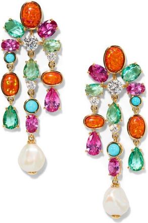 Nadri Frieda Cubic Zirconia & Freshwater Pearl Chandelier Earrings in Gold at Nordstrom