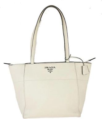 Prada Pre-owned Tote Bags, female, White, Size: ONE SIZE Pre-owned Vintage Leather Tote Bag