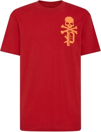 Philipp Plein T-shirt Round Neck SS Skull&Bones - Heren - T-shirts - Rood - XL - Katoen - Tops