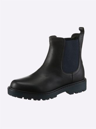 Heine Stiefelette HEINE, Damen, Gr. 36, schwarz (schwarz, blau), Glattleder, Leder, Rindsleder, Schuhe Stiefelette