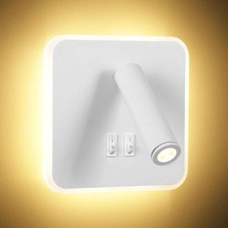 OEM Applique Murale Led - Spot Mural Pivotant 350&deg; - Lampe De Lecture Murale - 8 W + 3 W - Blanc Chaud 3000 K - Pour Chambre Salon Etude - 1 Pi&egrave;ce