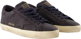 Golden Goose Mens Super Star Sneakers - Golden Goose Deluxe Brand Leather Blue Shoes