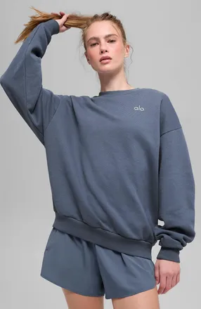 Alo | Accolade Crewneck Neck Pullover Top in Bluestone, Size: 2XL