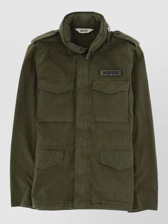 Aspesi short field jacket high collar epaulettes pockets