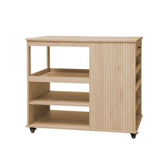 Sweeek Carro de cocina con soporte para botellas, 5 estantes, natural