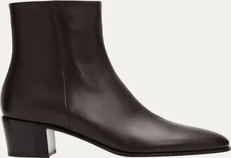 Gianvito Rossi Glove Leather Block-Heel Booties