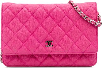 Chanel Pre-owned Womens Wallet On Chain Pink Quilted - Dusty Pink Leather - One Size
