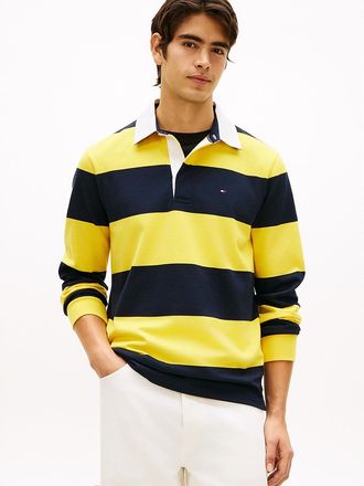 Tommy Hilfiger Mens Regular Fit Stripe Rugby Polo - Yellow - XXL
