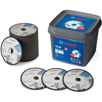 Bosch 100 Discos De Corte Est&aacute;ndar Para Metal Para Metal, Acero, Chapa, Di&aacute;metro De 125 Mm, Corte Recto, M14, Accesorio Profesional, &Oslash; 125 Mm