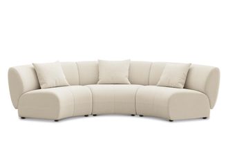 Castlery Auburn Armless Curve Sofa Customized, (Washed Chenille) Cream, Machine Washable, Modular for Sofas by Castlery
