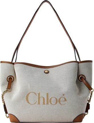 Chlo&eacute; Clover Double Carry Bag - Dames - Shoppers - Beige - ONE Size - Katoen - Tassen