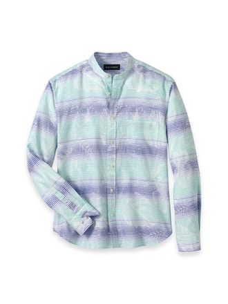Paul Fredrick Linen Blend Ombre Stripe Casual Shirt