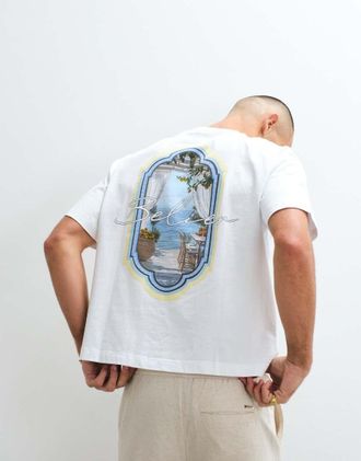 B&eacute;lier T-shirt bianca con stampa Sicilian View sul retro-Bianco