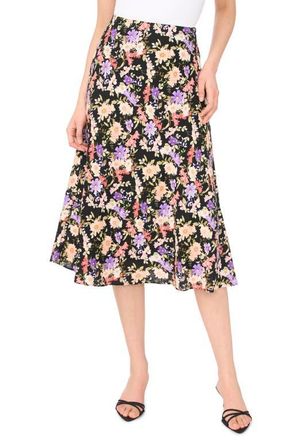 CeCe by Cynthia Steffe Bias Cut Satin Midi Skirt in Rich Black at Nordstrom, Size X-Small