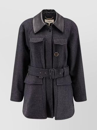 Chlo&eacute; virgin wool belted single breasted coat