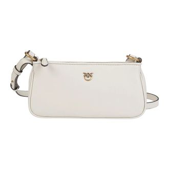 Pinko Pinko - Mini Half Moon Baguette - Dames - Tassen - Wit - Maat: ONE Size Katoen