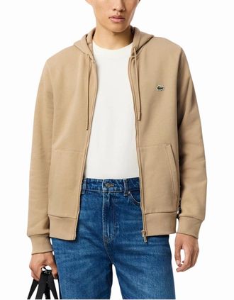 Lacoste Mens Lacoste Mens Fleece Hoodie Zip Up Organic Cotton - Cream - Size: 38