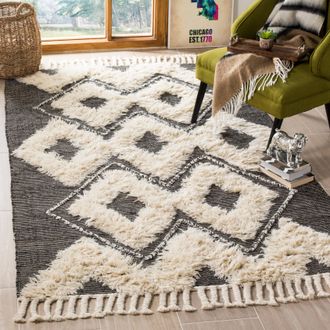 Safavieh Kenya Hand Made Area Rug, Black / Ivory Bohemian Style Non-Shedding