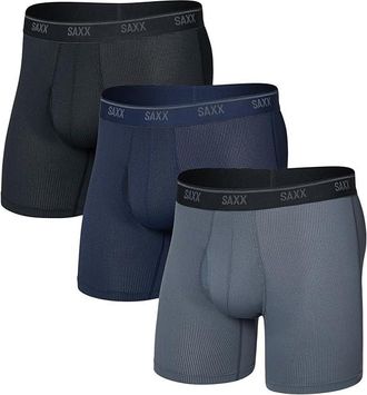 Saxx Underwear Quest Quick-Dry Mesh Boxer Brief Fly 3-Pack Mens Underwear Black/Turbulence/Maritime : 2XL, Elastane/Nylon/Polyester