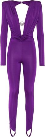 Philipp Plein Shoulder Padded Jumpsuit - Dames - Jumpsuits - Paars - M - Polyester - Jumpsuits & Playsuits
