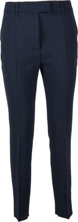 Max Mara Slim-fit Trousers, female, Blue, Size: XL Elegant Triacetate Polyester Pants