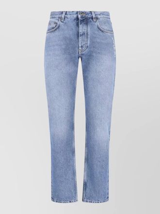 Off-white straight trousers belt loops back pockets